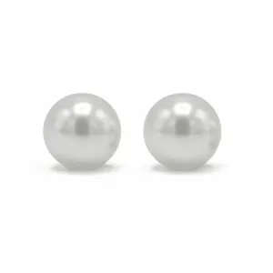 Rhodium White 6 Mm Pearl Stud Earring #HNE90895-6MMRDWH(ME9)