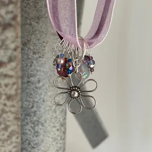 Ribbon Flower Trinket Necklace