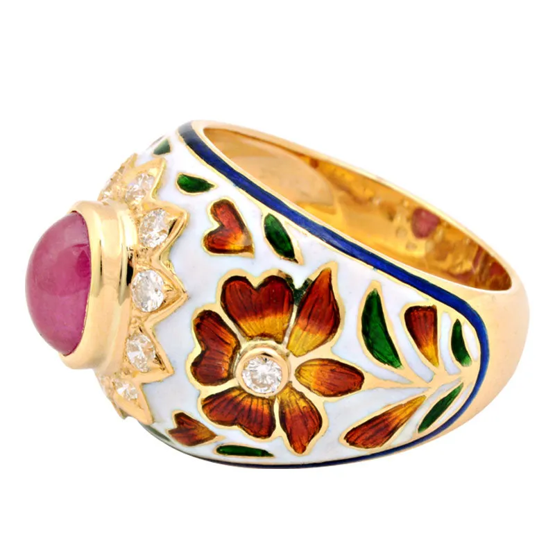 Ring-Ruby and Diamond (Enamel)