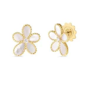 Roberto Coin 18k Yellow Gold Diamond & Mother Of Pearl Flower Stud Earrings