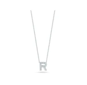 Roberto Coin Tiny Treasures 18K White Gold Diamond Love Letter 'R' Necklace