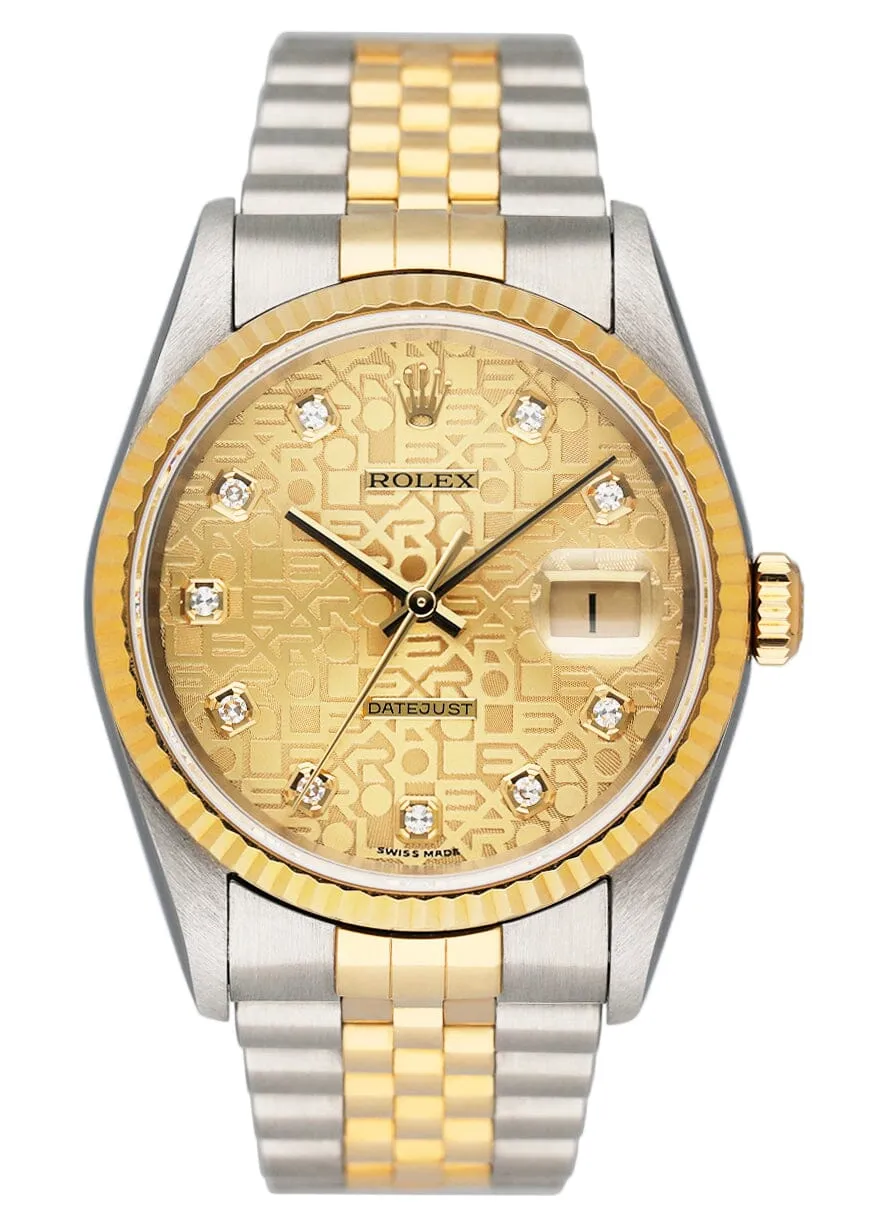 Rolex Datejust 16233 Anniversary Diamond Dial Mens Watch