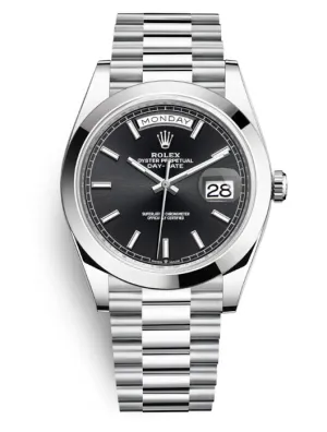 Rolex Day Date 40 Black Dial Automatic Men's Platinum President Watch 228206BKSP