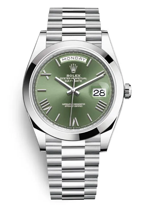 Rolex Day Date 40 Olive Green Dial Automatic Men's Platinum President Watch 228206GNSRP
