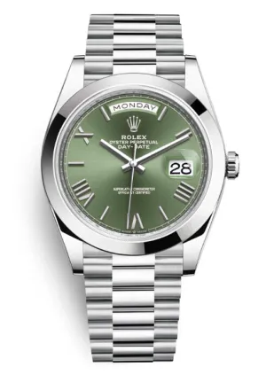 Rolex Day Date 40 Olive Green Dial Automatic Men's Platinum President Watch 228206GNSRP
