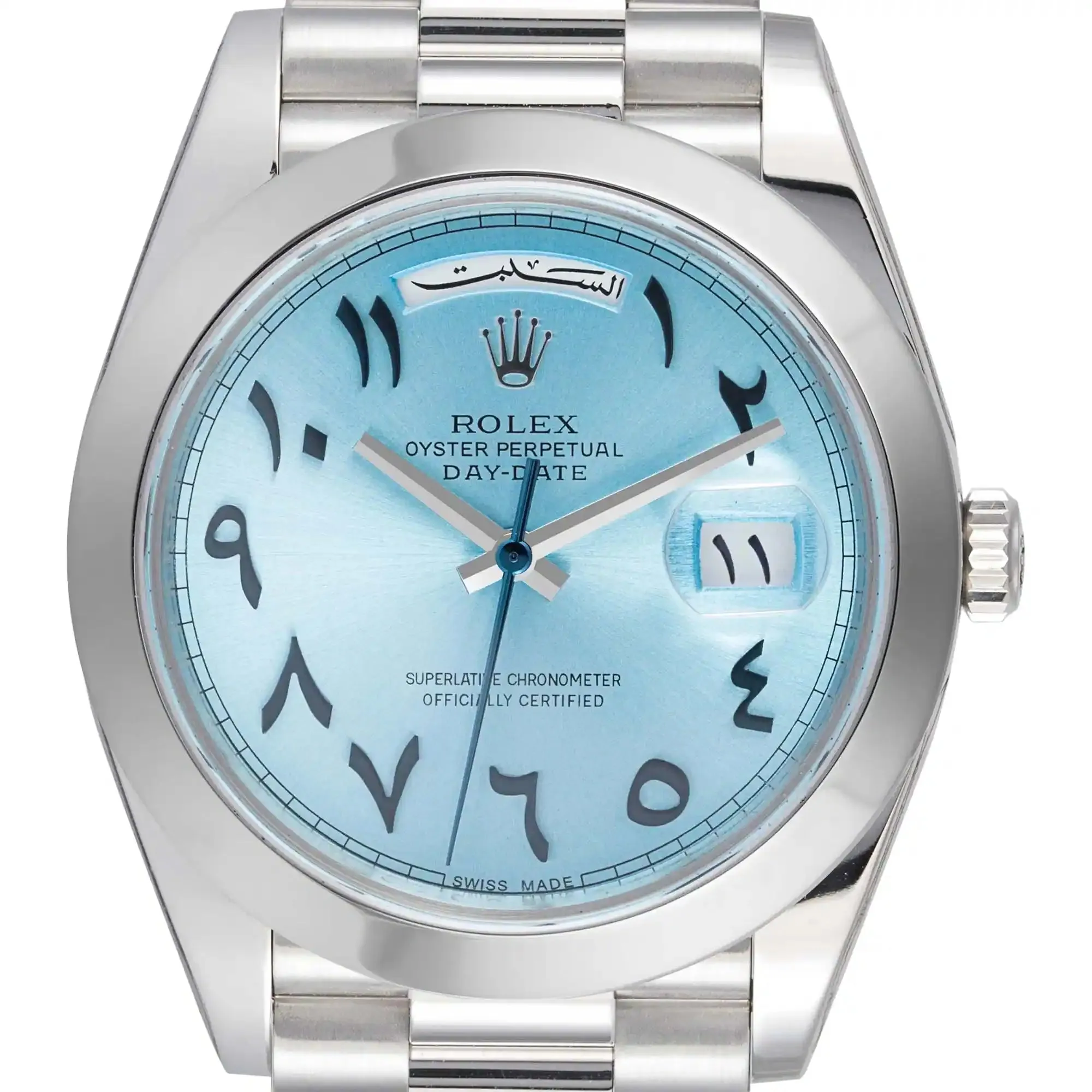 Rolex Day-Date 40 Platinum 228206 with Custom Arabic-Indic Dial
