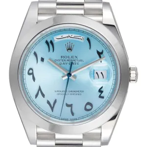 Rolex Day-Date 40 Platinum 228206 with Custom Arabic-Indic Dial