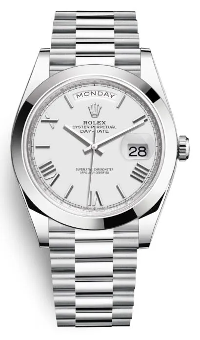 Rolex Day Date 40 White Dial Automatic Men's Platinum President Watch 228206WSRP