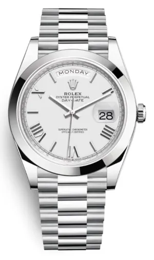 Rolex Day Date 40 White Dial Automatic Men's Platinum President Watch 228206WSRP