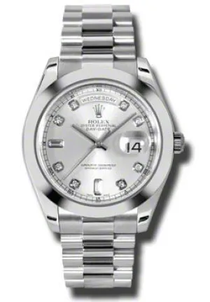 Rolex Day-Date II Silver Dial Platinum President Automatic Men's Watch 218206SDP