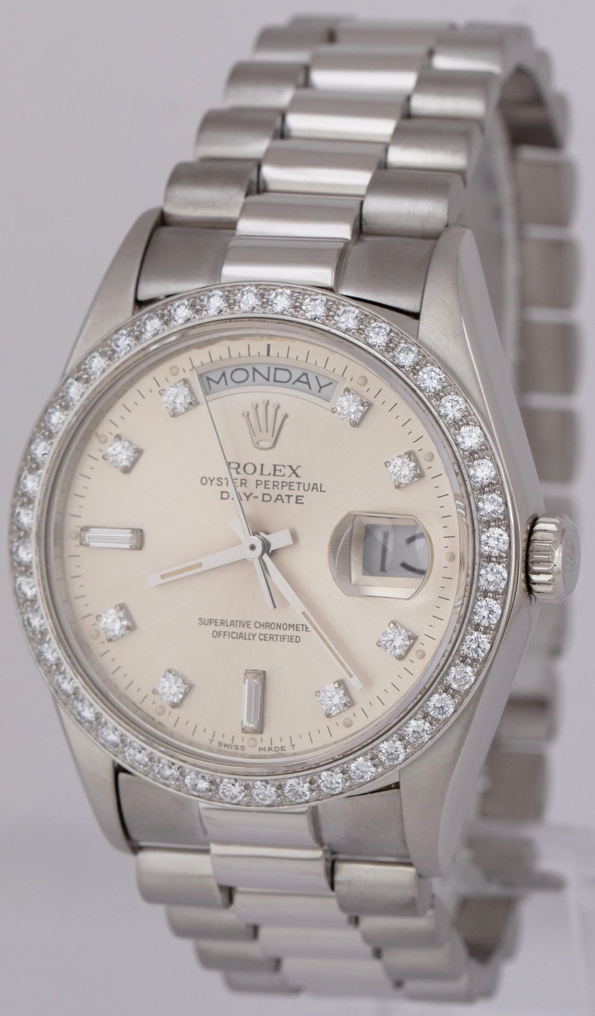 Rolex Day-Date President FACTORY DIAMOND Bezel 36mm 950 Platinum Watch 18046 A
