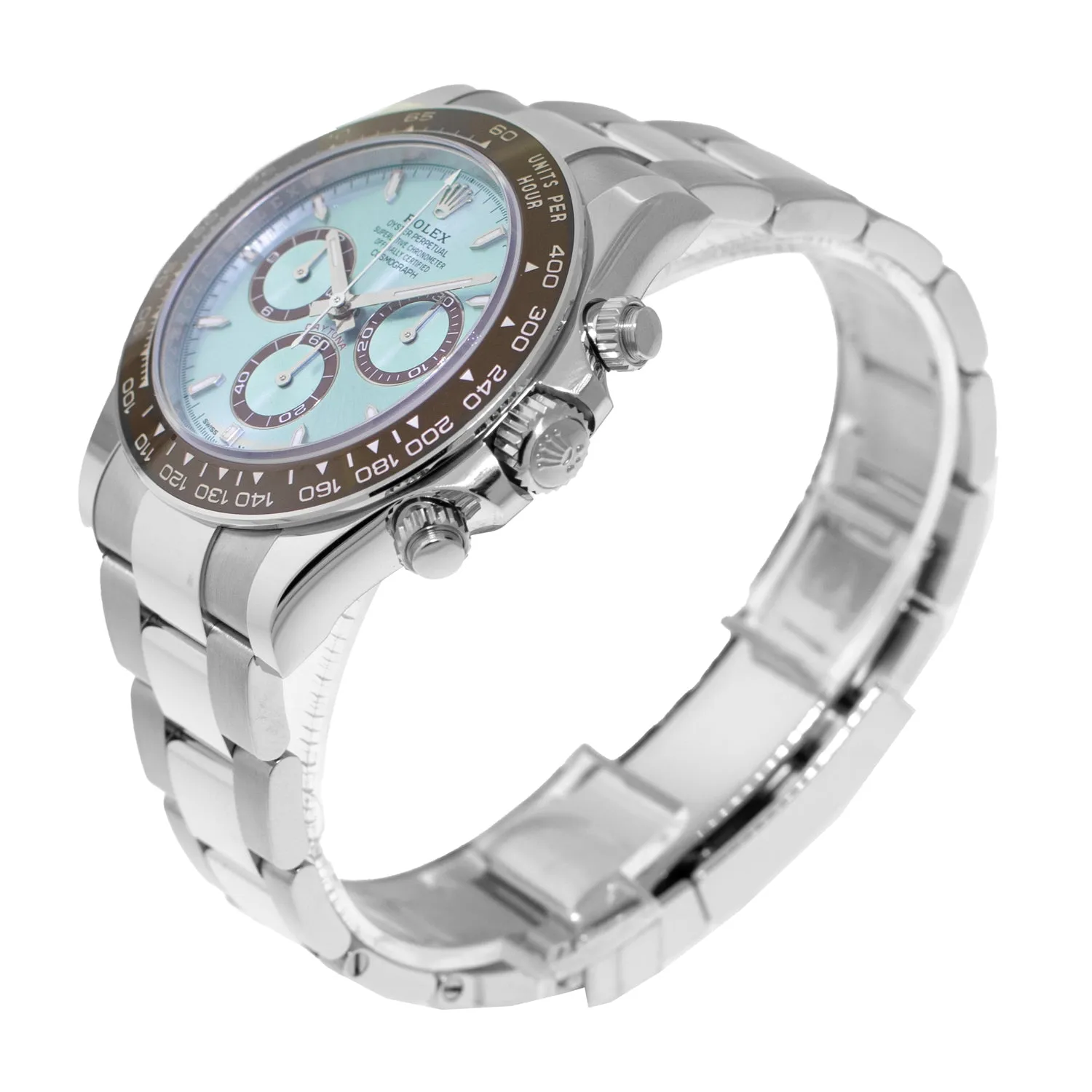 Rolex Daytona 40mm Platinum Ice Blue Index Dial & Brown Bezel 126506