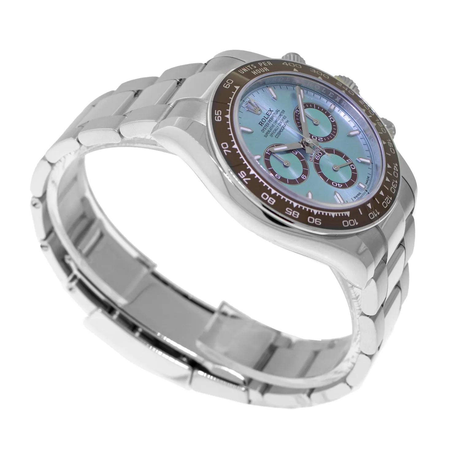 Rolex Daytona 40mm Platinum Ice Blue Index Dial & Brown Bezel 126506