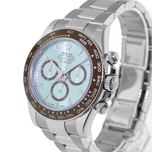 Rolex Daytona 40mm Platinum Ice Blue Index Dial & Brown Bezel 126506