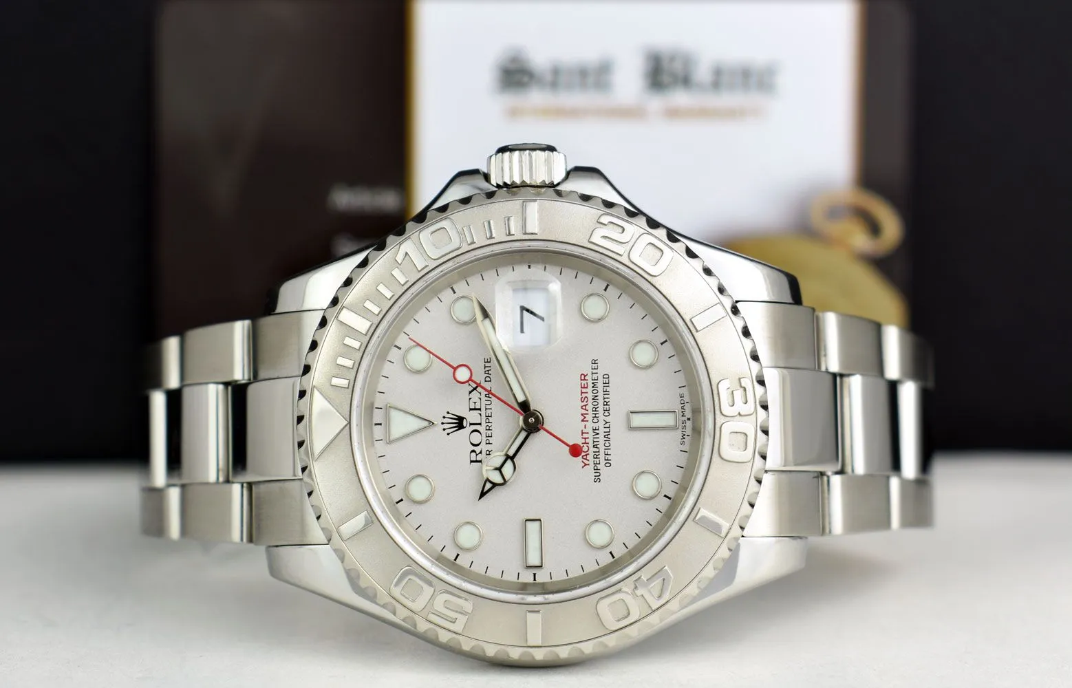 ROLEX  Mens 40mm Platinum & Stainless Steel YachtMaster Model 16622