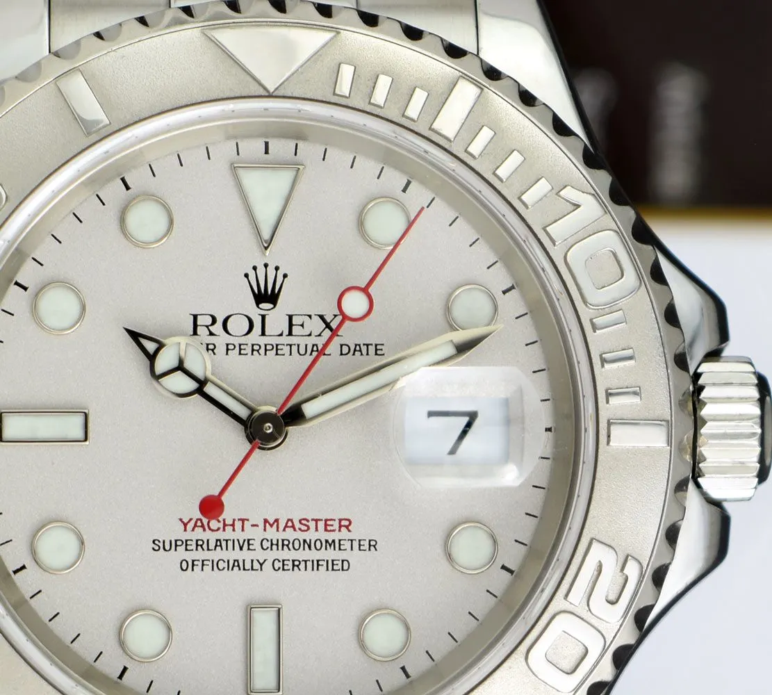 ROLEX  Mens 40mm Platinum & Stainless Steel YachtMaster Model 16622
