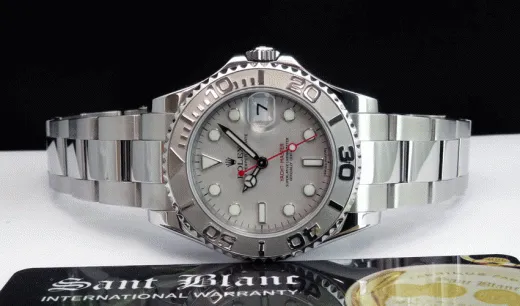 ROLEX Rehaut Midsize Platinum & Stainless Yachmaster Model 168622