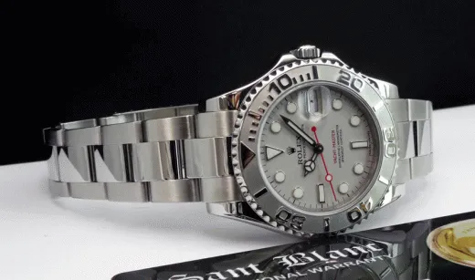 ROLEX Rehaut Midsize Platinum & Stainless Yachmaster Model 168622
