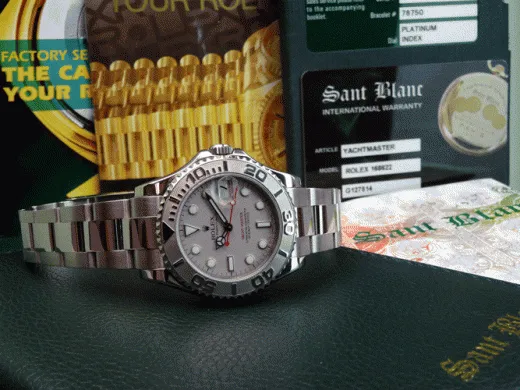 ROLEX Rehaut Midsize Platinum & Stainless Yachmaster Model 168622