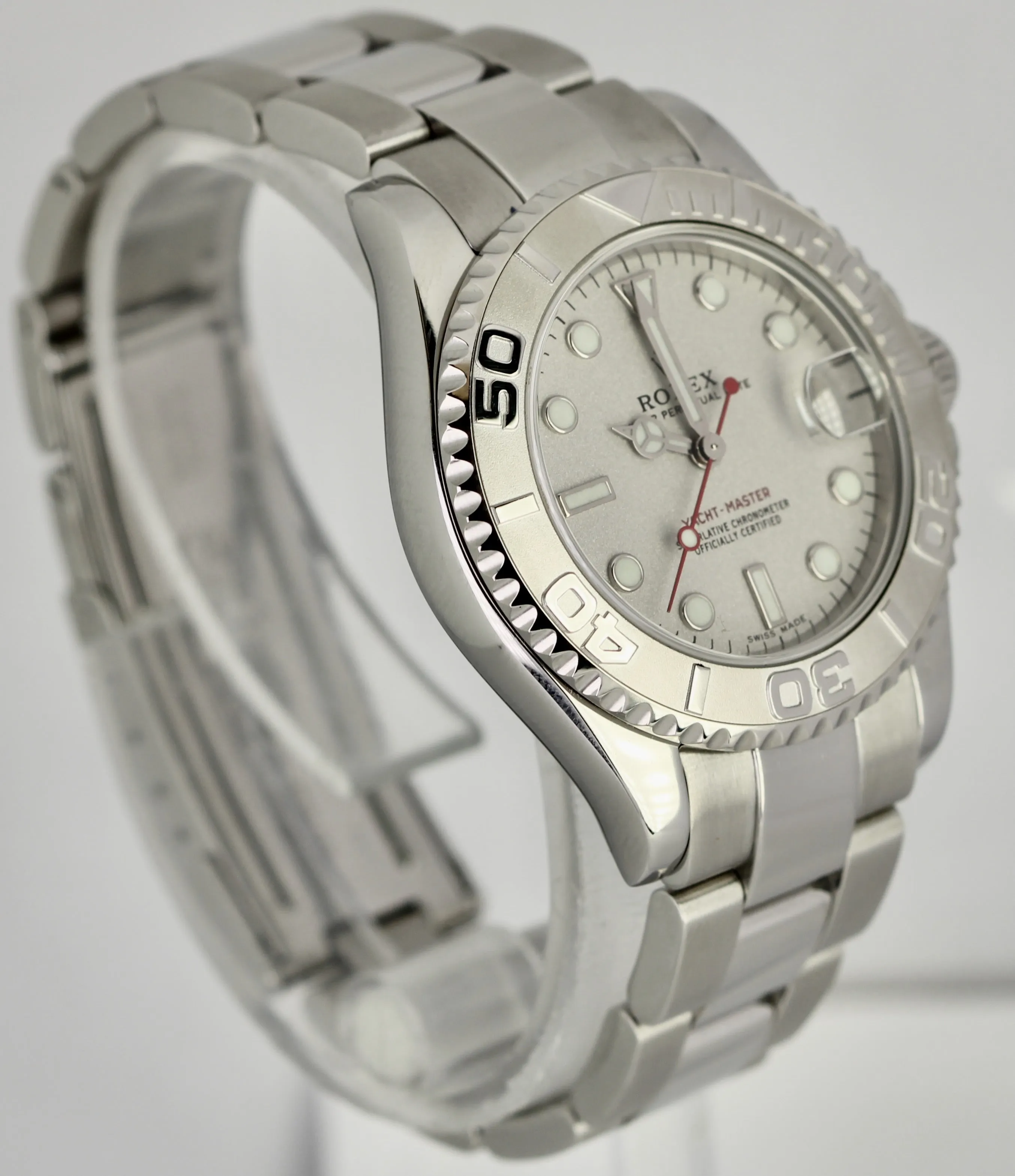 Rolex Yacht-Master Mid-Size Platinum Stainless Steel 35mm 168622 Date Watch B&P