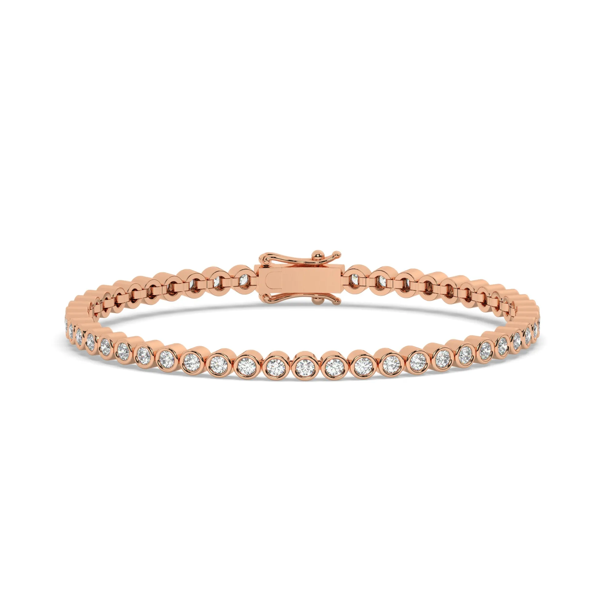 Round Bezel Diamond Tennis Bracelet
