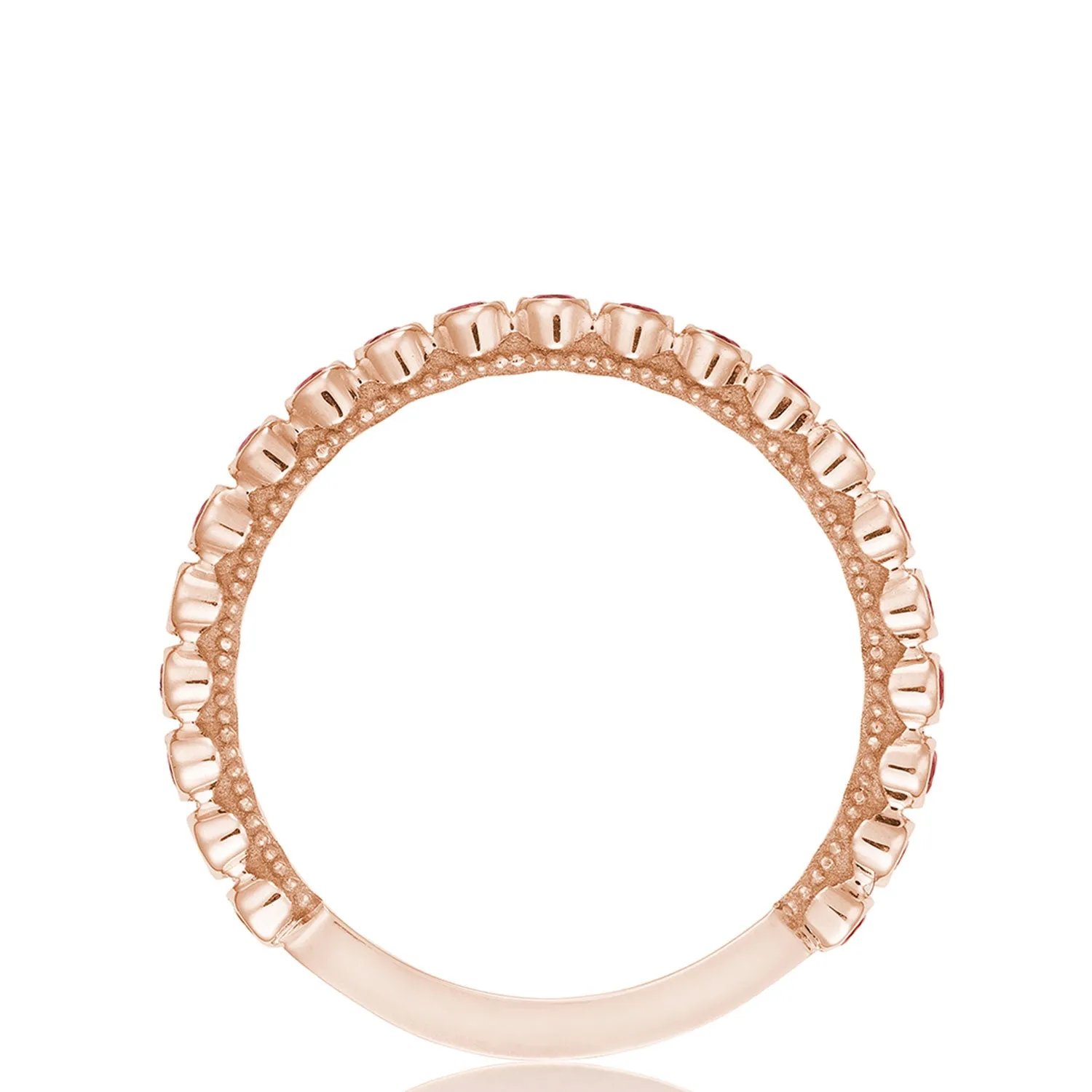 Round Bezel Droplet Wedding Band with Ruby