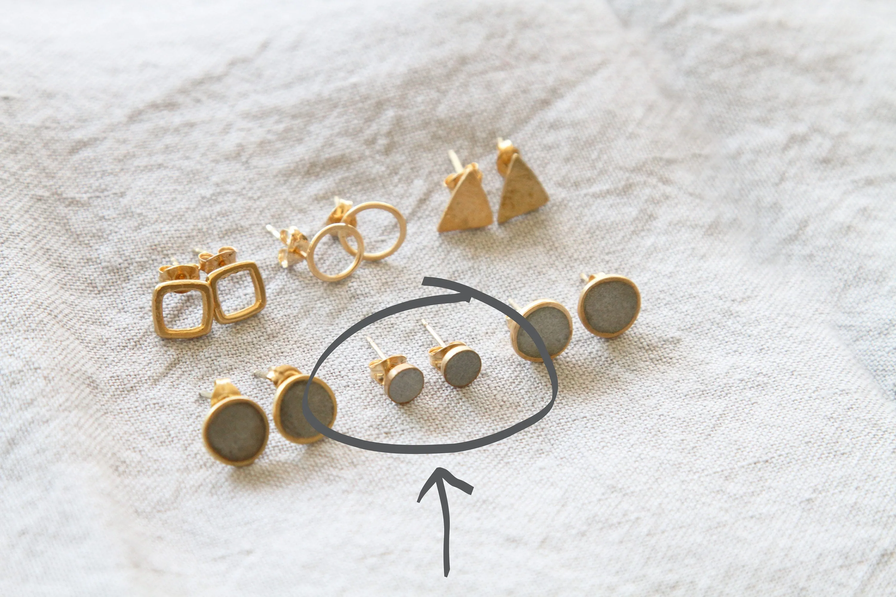 Round Concrete Stud Earrings