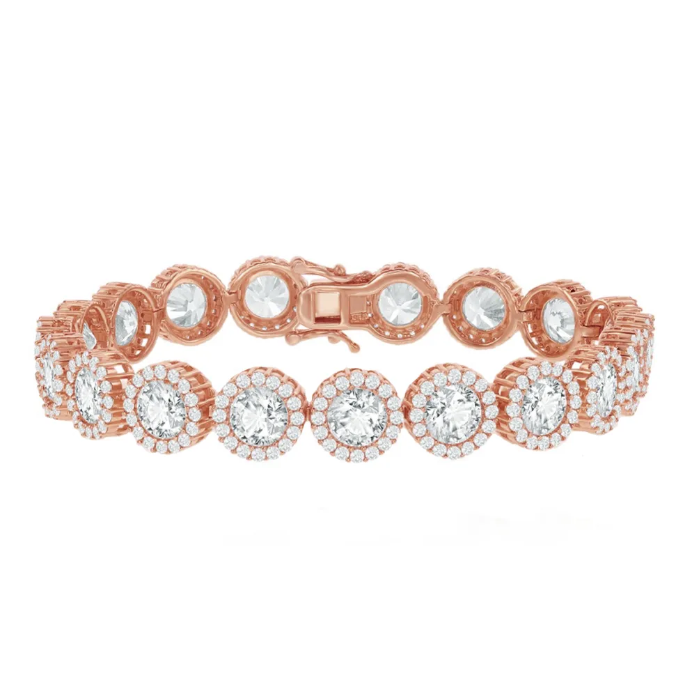 Round Halo Tennis Bracelet