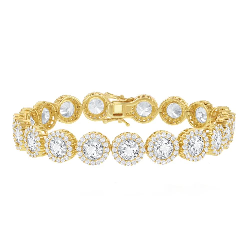 Round Halo Tennis Bracelet