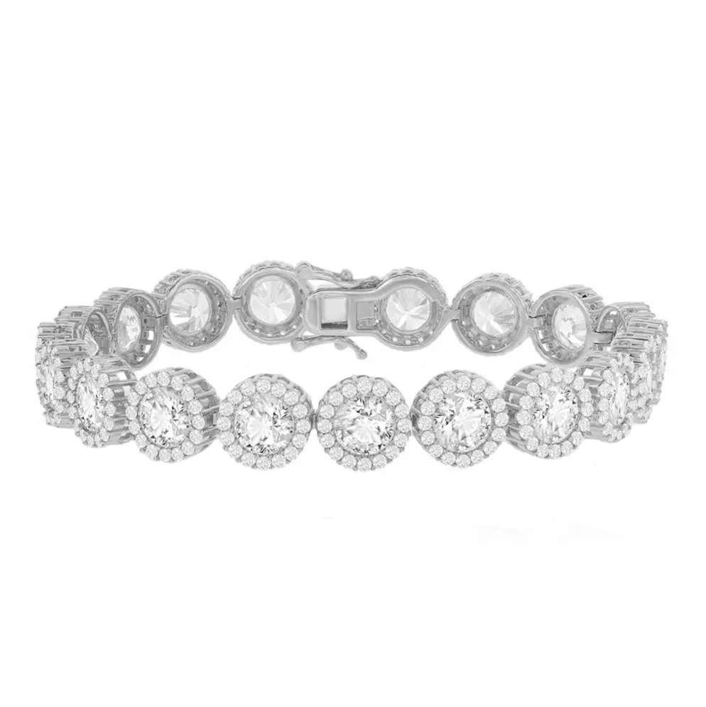 Round Halo Tennis Bracelet