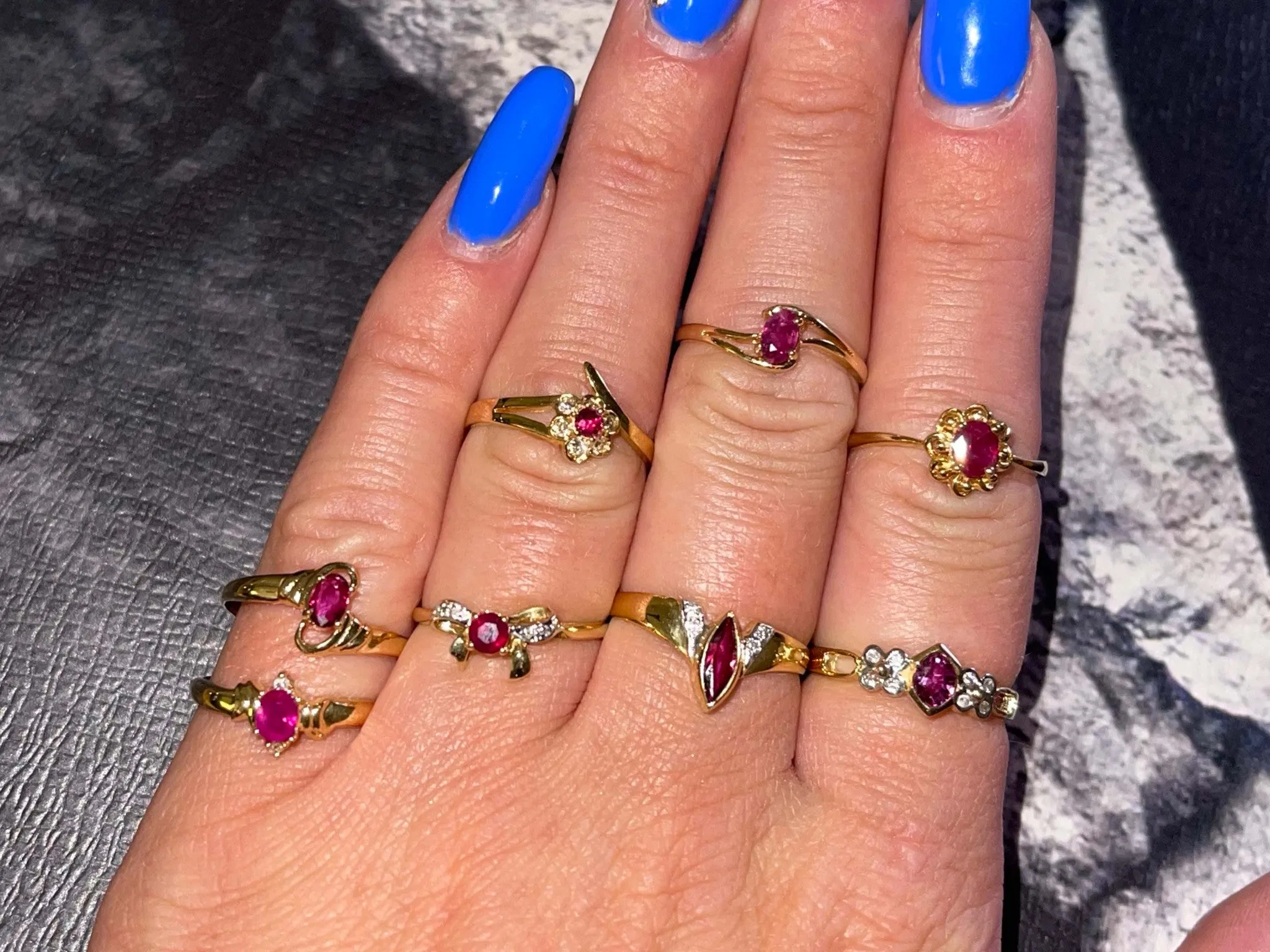 Round Red Ruby Bowtie Diamond Ring in 14k Yellow Gold