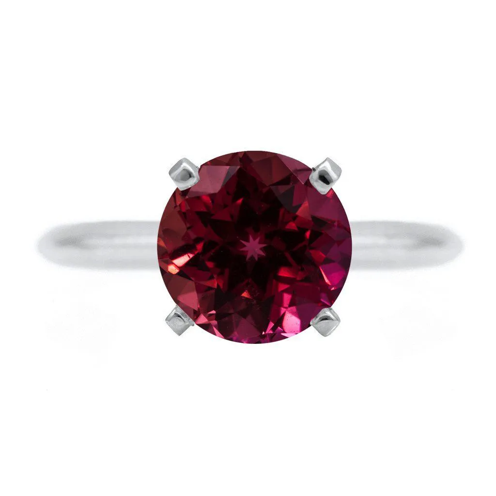 Round Ruby 14K or 18K White Gold 4 Prongs Solitaire Ring
