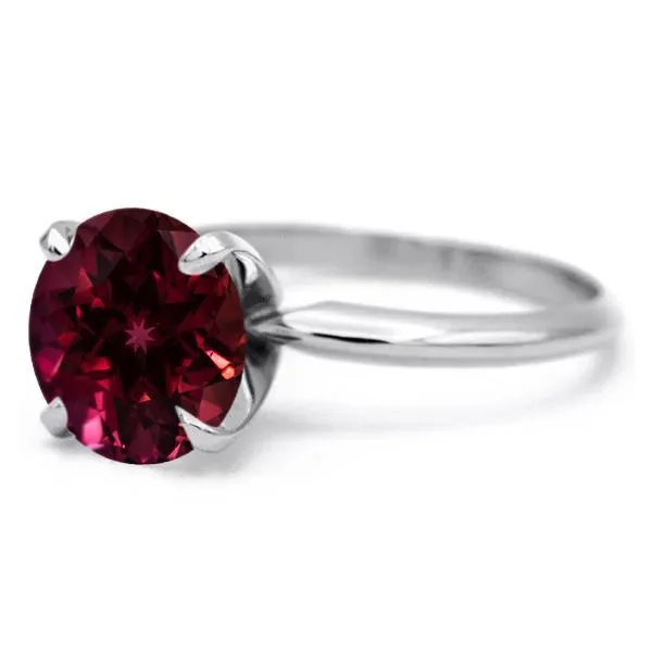 Round Ruby 14K or 18K White Gold 4 Prongs Solitaire Ring