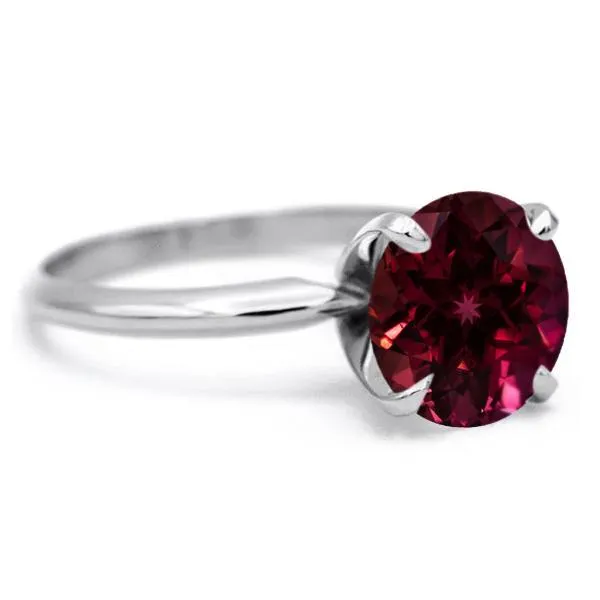 Round Ruby 14K or 18K White Gold 4 Prongs Solitaire Ring