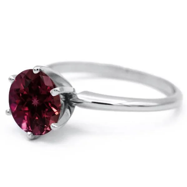 Round Ruby 14K or 18K White Gold 6 Prongs Solitaire Ring