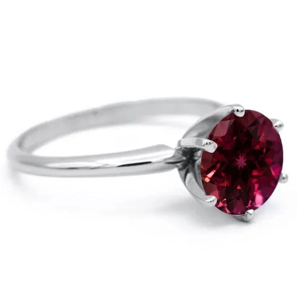 Round Ruby 14K or 18K White Gold 6 Prongs Solitaire Ring
