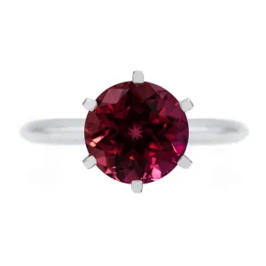Round Ruby 14K or 18K White Gold 6 Prongs Solitaire Ring