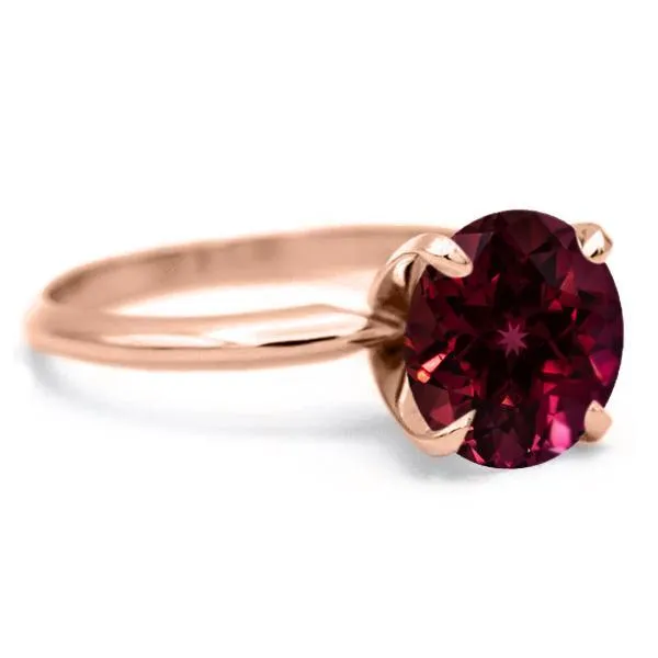 Round Ruby 14K Rose Gold 4 Prongs Solitaire Ring