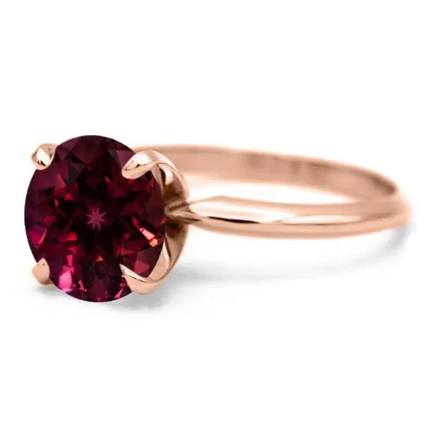 Round Ruby 14K Rose Gold 4 Prongs Solitaire Ring