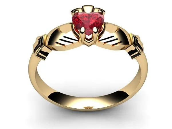 RUBY 14K Gold Claddagh Ring <font color="#FF0000"> IN STOCK!  Ships in 48 Hours!</font>