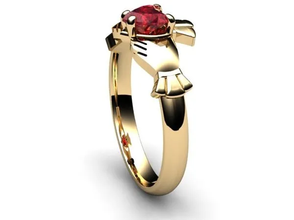 RUBY 14K Gold Claddagh Ring <font color="#FF0000"> IN STOCK!  Ships in 48 Hours!</font>