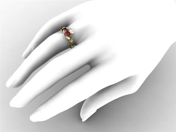 RUBY 14K Gold Claddagh Ring <font color="#FF0000"> IN STOCK!  Ships in 48 Hours!</font>
