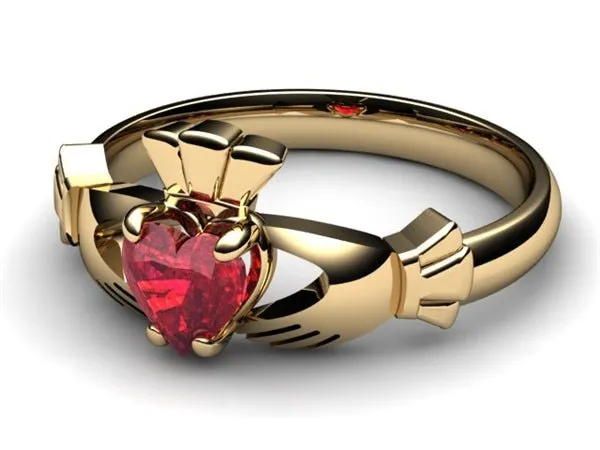 RUBY 14K Gold Claddagh Ring <font color="#FF0000"> IN STOCK!  Ships in 48 Hours!</font>