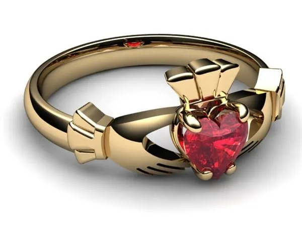 RUBY 14K Gold Claddagh Ring <font color="#FF0000"> IN STOCK!  Ships in 48 Hours!</font>