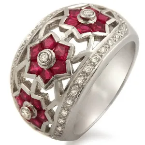 Ruby And Diamond, 18k White Gold