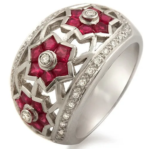 Ruby And Diamond, 18k White Gold