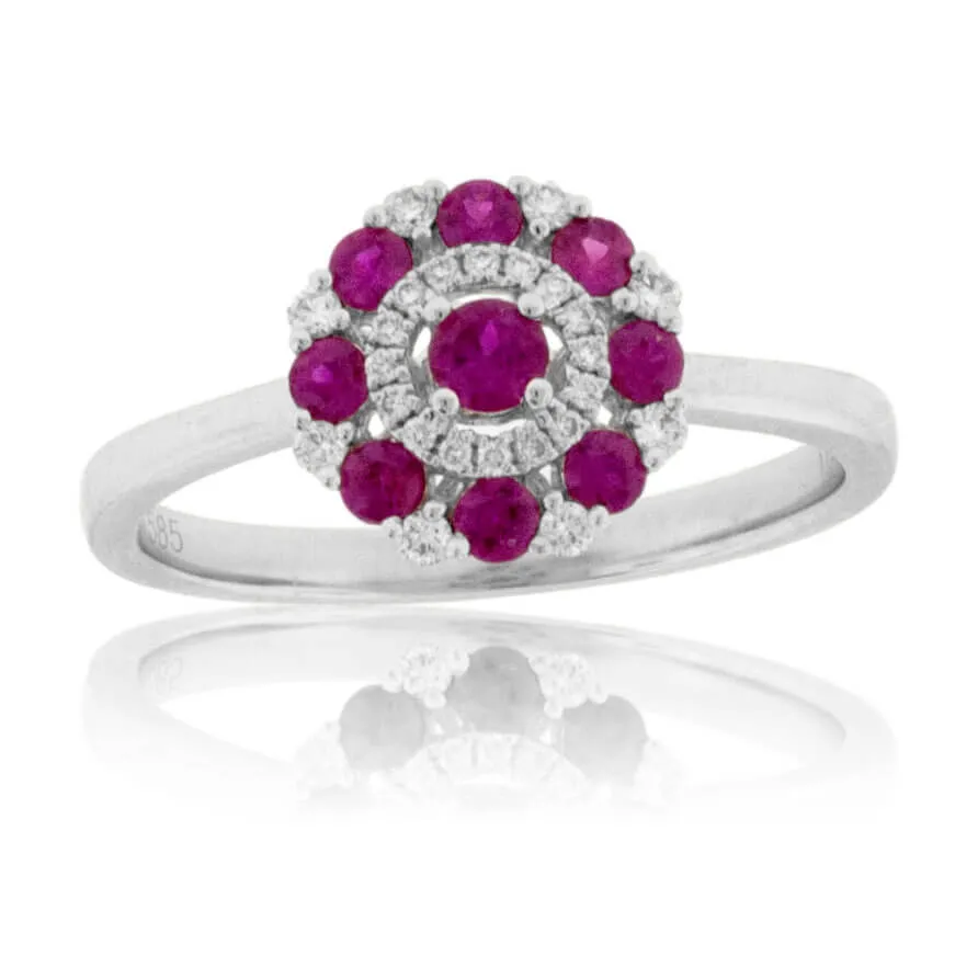 Ruby and Diamond Alternating Cluster Ring