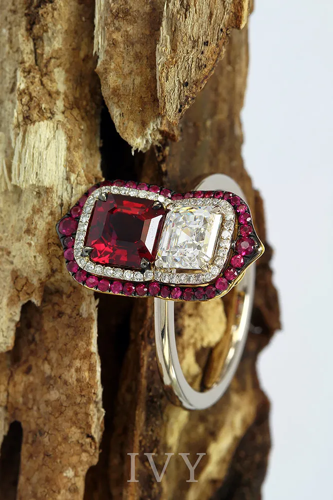 Ruby and Diamond Gemini Ring