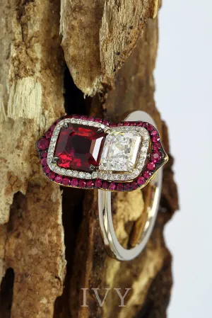 Ruby and Diamond Gemini Ring