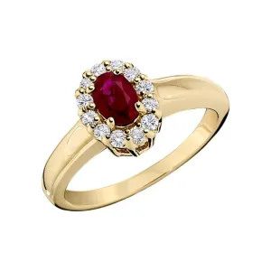 Ruby and Diamond Halo Ring